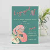 Geëngageerde AF Green & Pink Summer Bachelorette Kaart (Staand voorkant)