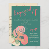 Geëngageerde AF Green & Pink Summer Bachelorette Kaart (Voorkant / Achterkant)