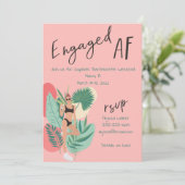 Geëngageerde AF Roze en Black Summer Bachelorette Kaart (Staand voorkant)