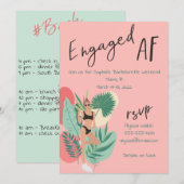 Geëngageerde AF Roze en Black Summer Bachelorette Kaart (Voorkant / Achterkant)