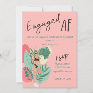 Geëngageerde AF Roze en Black Summer Bachelorette Kaart