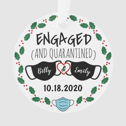 Geëngageerde en gepantserde Kerstmis met Verloving Ornament (voorkant)