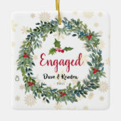 Geëngageerde Golden Snowflakes kerstfoto Ornament (Voorkant)