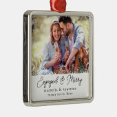 Geëngageerde Merry Photo Snowflake Keepomwille Metalen Ornament (Rechts)