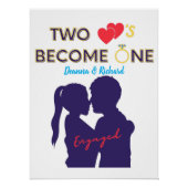 Geëngageerde twee harten worden één canvas afdrukk perfect poster (Voorkant)