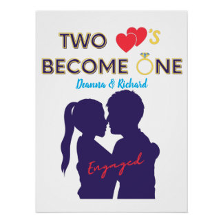 Geëngageerde twee harten worden één canvas afdrukk perfect poster