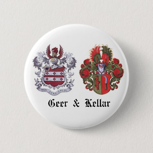 GEER & KELLAR Familie Crest Ronde Button 5,7 Cm (Voorkant)