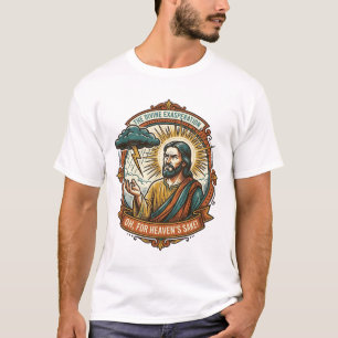 Geërgerde Jezus Donkere Regenwolk Bliksem Weer Hum T-shirt