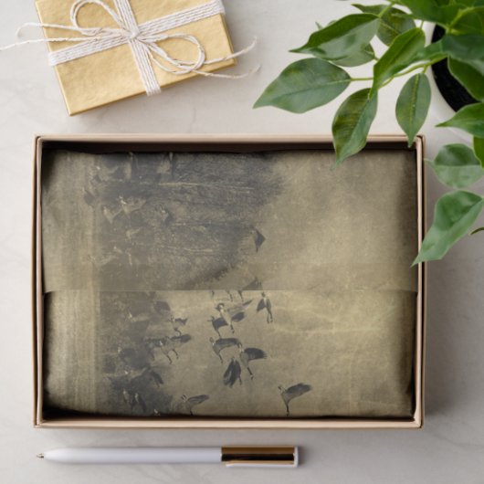 Geese Antiek Sepia Texture Grunge Tissuepapier (Geschenk)