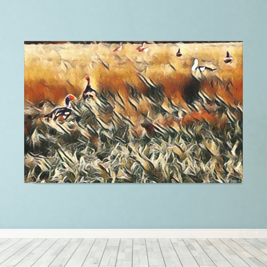 Geese en Duck Roam Art Canvas Afdruk (Insitu (Houten vloer))