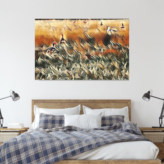 Geese en Duck Roam Art Canvas Afdruk (Insitu (Slaapkamer))