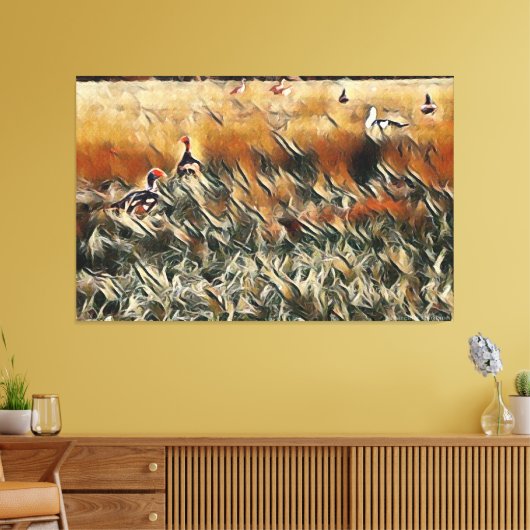 Geese en Duck Roam Art Canvas Afdruk (Insitu (Woonkamer))