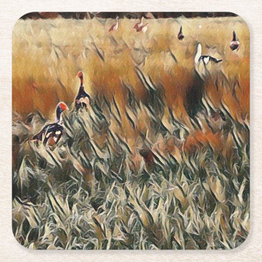 Geese en Duck Roam Art Kartonnen Onderzetters (Voorkant)