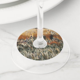 Geese en Duck Roam Art Wijnglaslabel