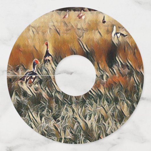 Geese en Duck Roam Art Wijnglaslabel (Voorkant)