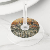 Geese en Duck Roam Art Wijnglaslabel (Dichtbij)