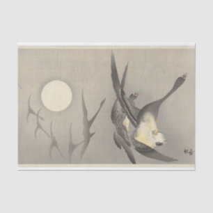 Geese in Full Moon door Ohara Koson Tissuepapier