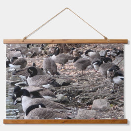 Geese in the Park Wood Topped Wall Tapestry Hangend Wandkleed