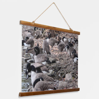 Geese in the Park Wood Topped Wall Tapestry Hangend Wandkleed