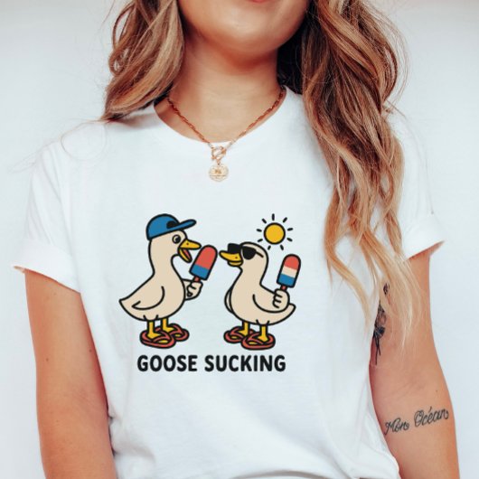 Geese Licking Ice Cream; Cute and Silly Goose T-shirt