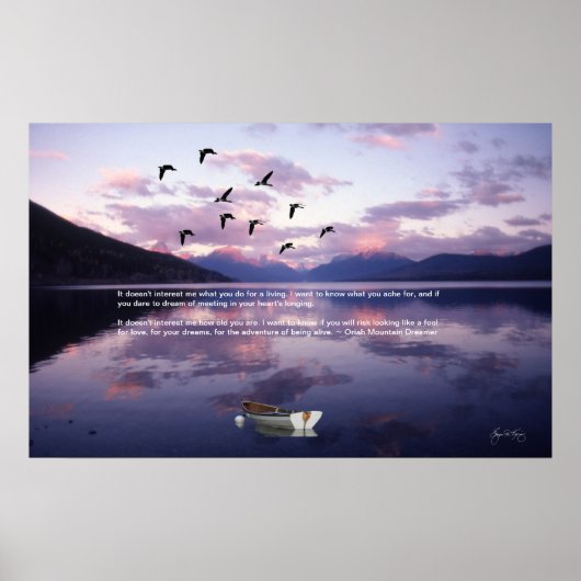 Geese over het gletsjermeer op Sunset Poster (Voorkant)
