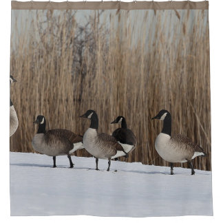 Geese waterhoenders op het Shower Curtain Douchegordijn