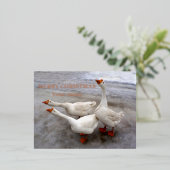 Geese wit folie feestdagen briefkaart (Staand Voorkant)