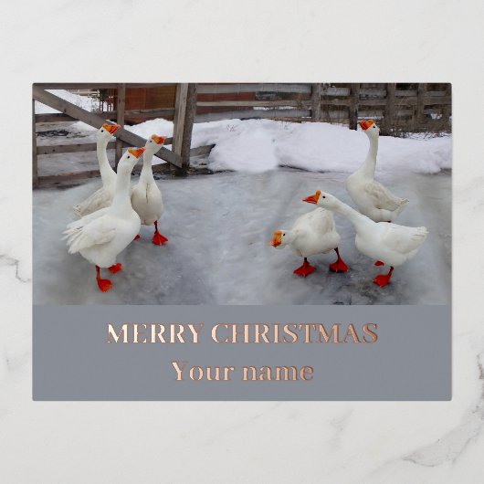 Geese wit folie feestdagen briefkaart (Voorkant)