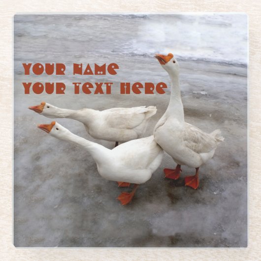 Geese wit glazen onderzetter (Voorkant)