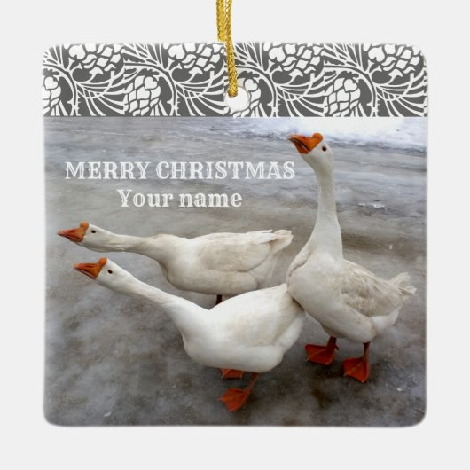Geese wit   keramisch ornament (Voorkant)