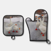 Geese wit ovenwant & pannenlap set (Voorkant)