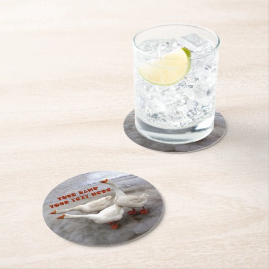 Geese wit ronde kartonnen onderzetter (Insitu)