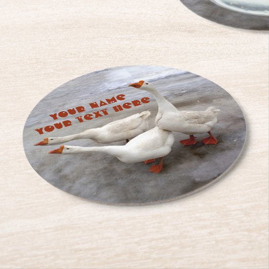 Geese wit ronde kartonnen onderzetter (Gebogen)