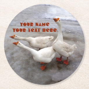 Geese wit ronde kartonnen onderzetter