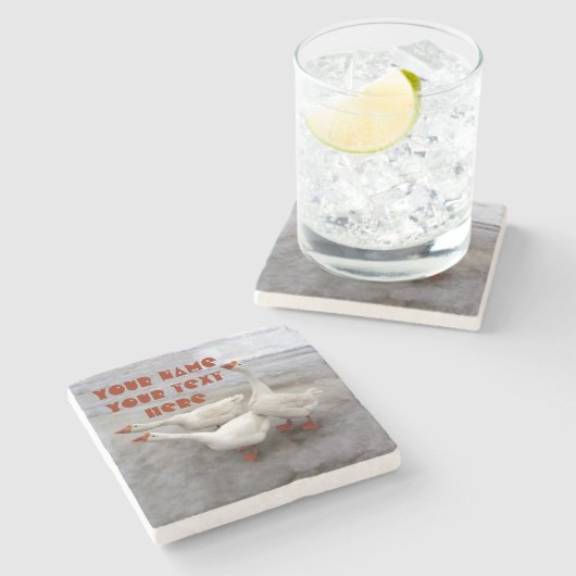 Geese wit stenen onderzetter (Zijkant)