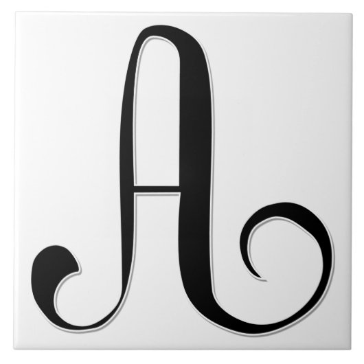 Geessele Letter A in Black Monogram Tegel Tegeltje (Voorkant)