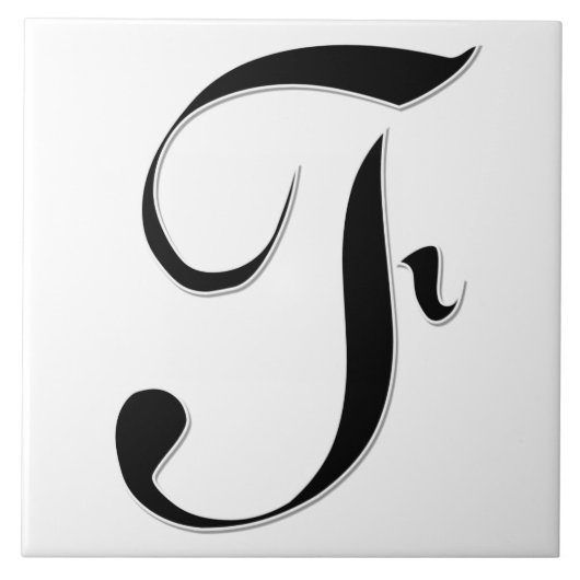 Geessele Letter F in Black Monogram Tegel Tegeltje (Voorkant)