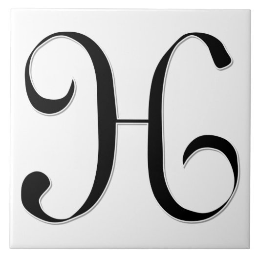 Geessele Letter H in Black Monogram Tegel Tegeltje (Voorkant)