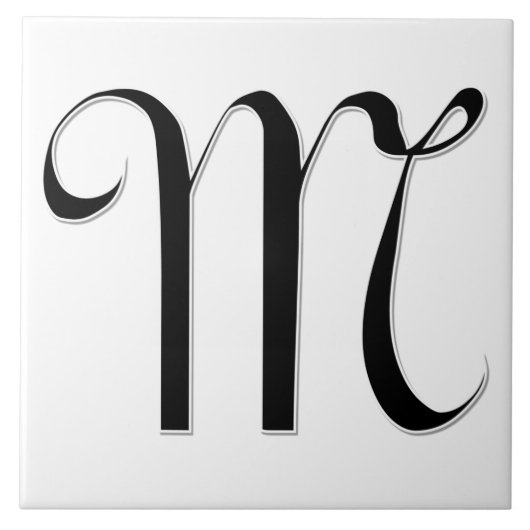 Geessele Letter M in Black Monogram Tegel Tegeltje (Voorkant)