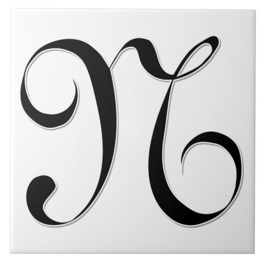 Geessele Letter N in Black Monogram Tegel Tegeltje (Voorkant)