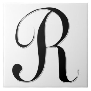 Geessele Letter R in Black Monogram Tegel Tegeltje