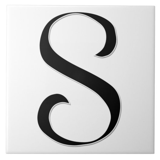 Geessele Letter S in Black Monogram Tegel Tegeltje (Voorkant)