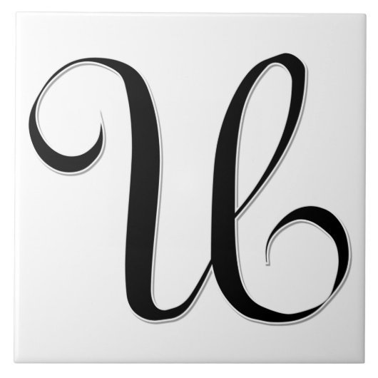 Geessele Letter U in Black Monogram Tegel Tegeltje (Voorkant)