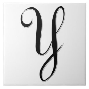 Geessele Letter Y in Black Monogram Tegel Tegeltje