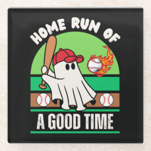 Geest Baseballspeler Halloween Glazen Onderzetter