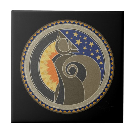 Geest Coyote op zwart Tegeltje (Voorkant)