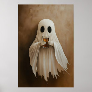 Geest die bourbon-cocktailprint drinkt, spookbar poster