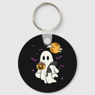 Geest die een zwarte kat vasthoudt Lui Halloween-l Sleutelhanger