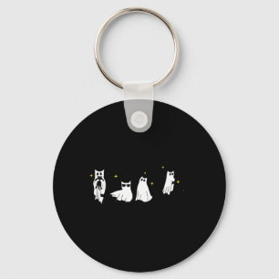 Geest die zwarte kat vasthoudt Funny Halloween kat Sleutelhanger