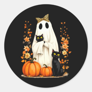 Geest die Zwarte Kat vasthoudt Halloween Kattenlie Ronde Sticker
